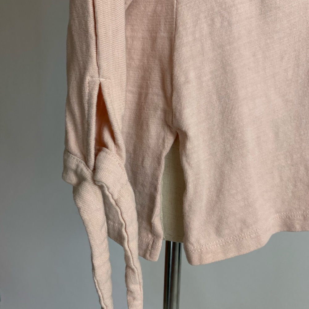LOFT Long Sleeve Tie Cuff Pink Blouse XXS - Picture 4 of 6